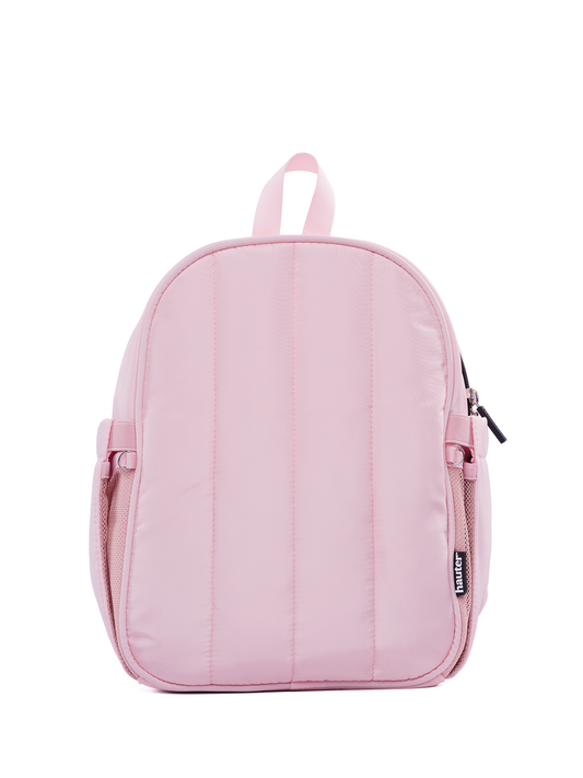 Pink backpack on a white background