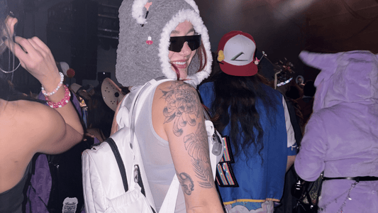 Hauter Water Bag festival hydration backpack in white at outdoor rave