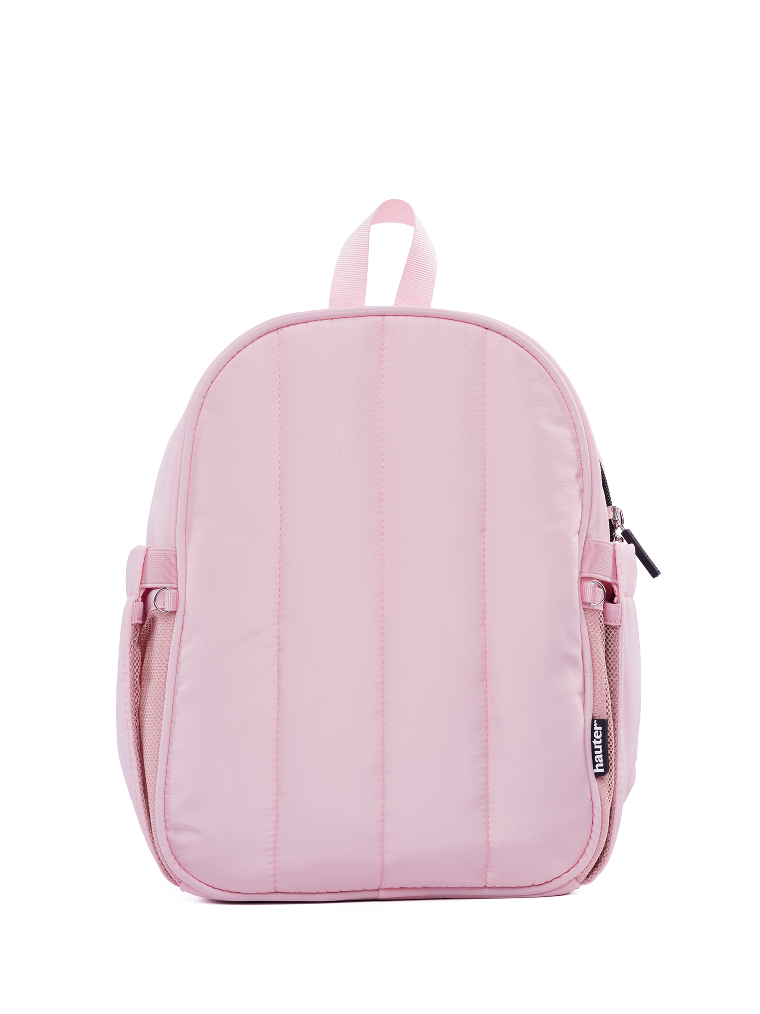 Pink backpack on a white background